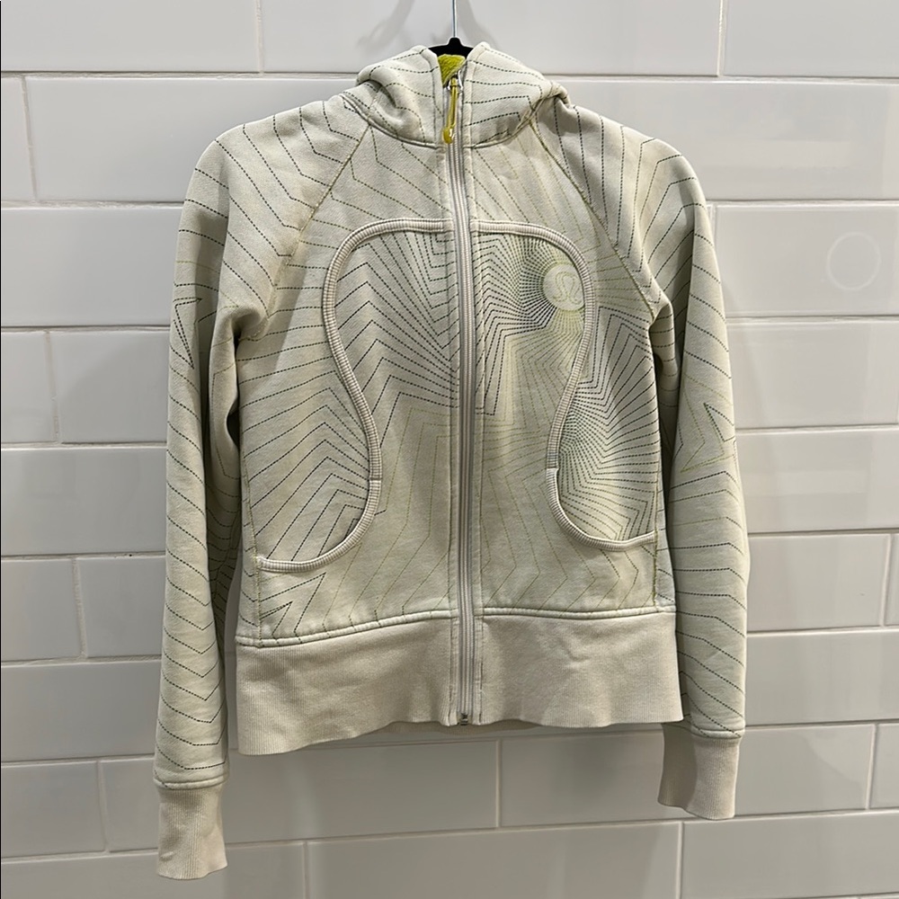 Vintage Lululemon Scuba hoodie in cream and Lime